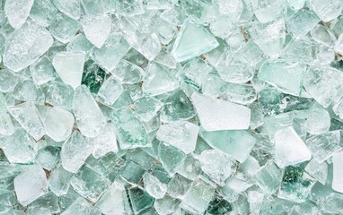 Broken glass fragments, sharp and irregular edges, suitable for accident scenarios, safety warnings, or industrial design backgrounds