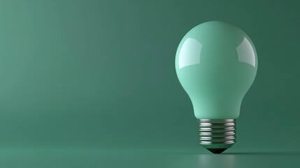 Lightbulb with a smooth green background, plenty of space for text
