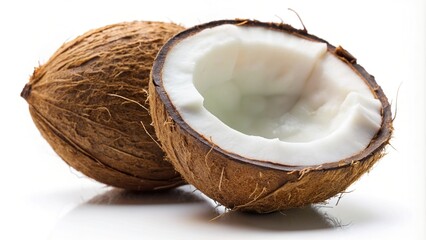 White coconut isolated on white background Low Angle, round, exotic, nutrition, coconut water, husk, isolated, fruit, tropical drink, organic, low angle, refreshment, tropical, summer