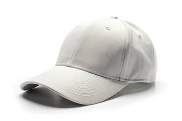 Fototapeta premium Extreme close-up of blank white baseball cap isolated on white background