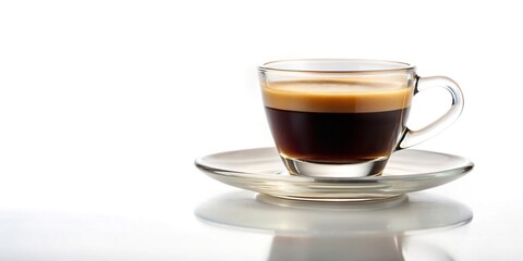 Espresso shot in a glass cup isolated on white background