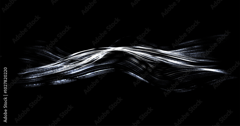 Aufkleber wave pattern vector. 3d black and white abstract digital particles background. technology concept. a