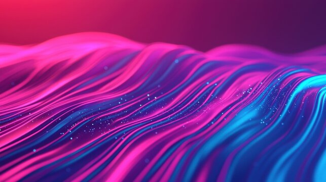 Abstract digital wave pattern in pink and blue.