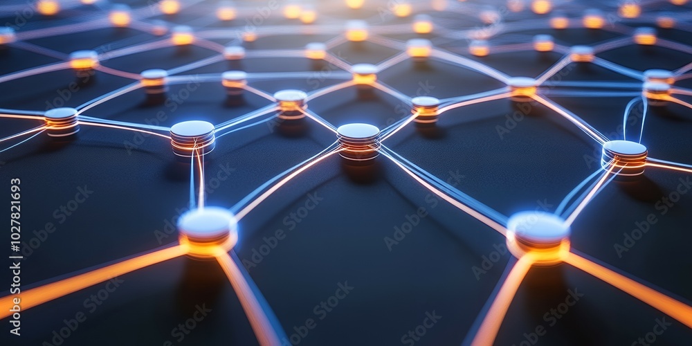Poster abstract network with glowing lines