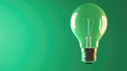 Modern lightbulb with a smooth green gradient background, clear area for text
