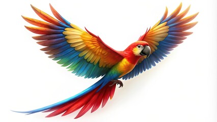 Fototapeta premium Colorful Scarlet Macaw Parrot in Flight with Spread Wings