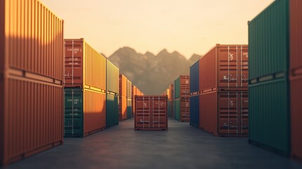 Cargo containers in a storage yard