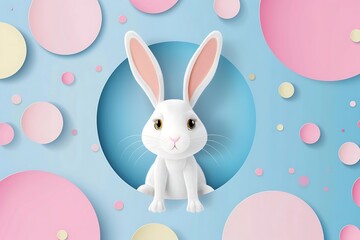 Rabbit on abstract bokeh background. Easter holiday concept.