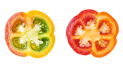 Bell pepper slices, white isolate background