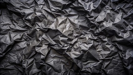 Exploring texture in black crumpled paper background aerial