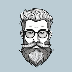 vector illustration of a bearded man
