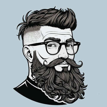 vector illustration of a bearded man