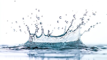 Stunning image of a blue water splash isolated on a white background, capturing the beauty and energy of the splash in mid-motion