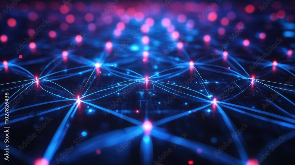 Poster technology concept with luminous abstract connections forming a virtual network