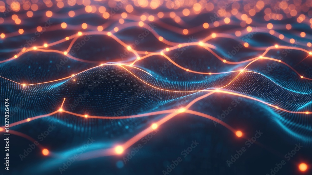 Poster technology concept with luminous abstract connections forming a virtual network