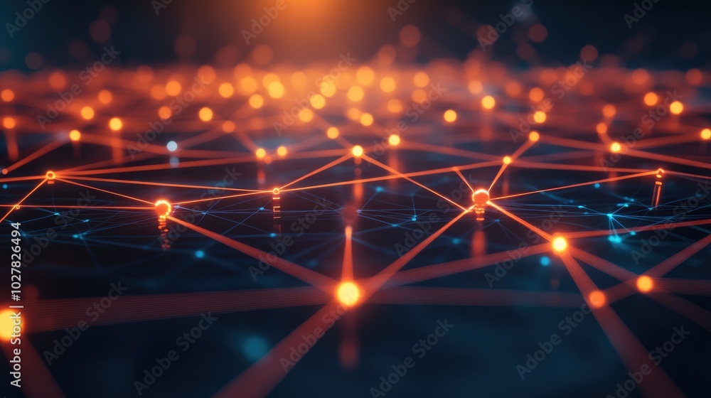 Poster technology concept with luminous abstract connections forming a virtual network