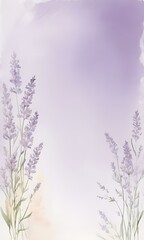 Obraz premium Lavender watercolor background for greeting cards with floral elements and soft colors