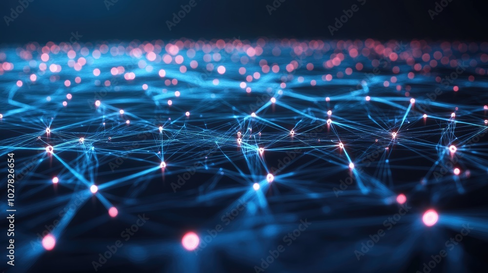 Poster technology concept with luminous abstract connections forming a virtual network