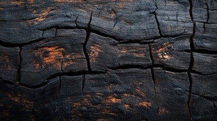 Close-up of Cracked and Charred Wood Surface