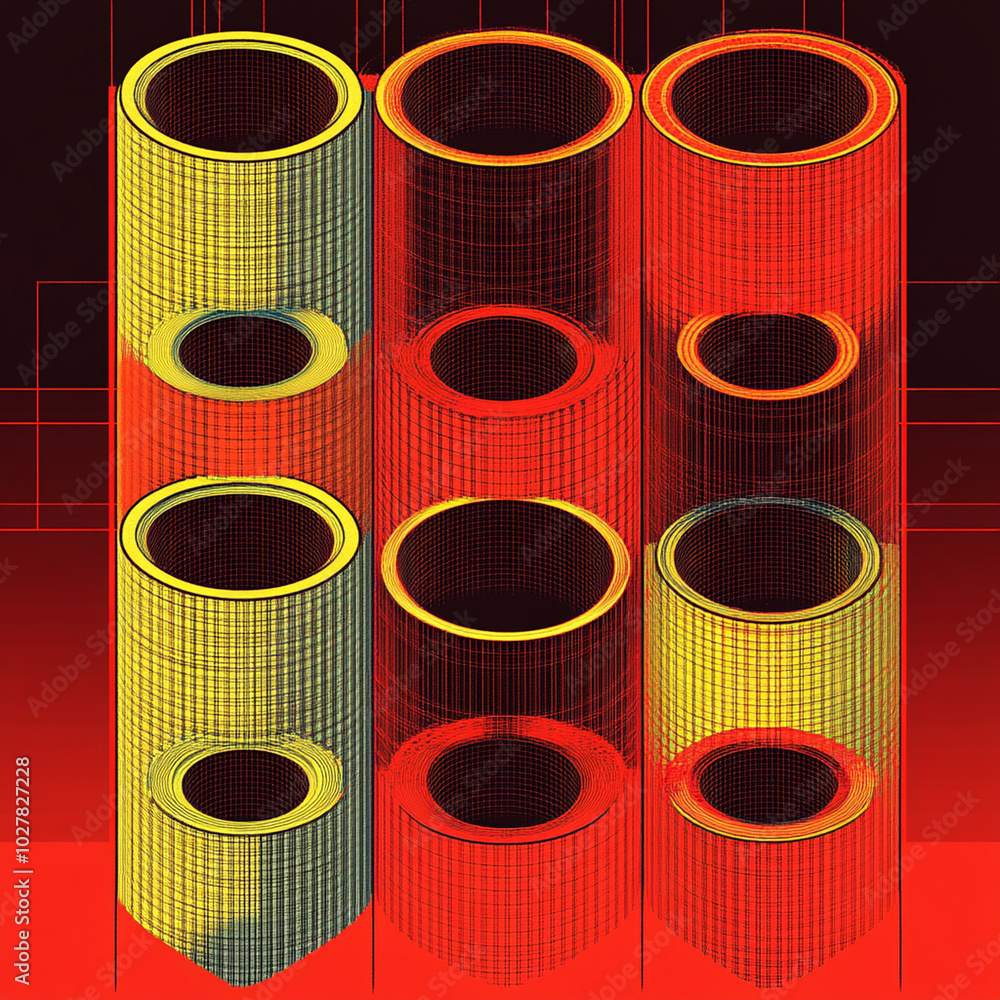 Aufkleber vibrant circular shapes with layered gradients create striking visual effect, showcasing blend of re