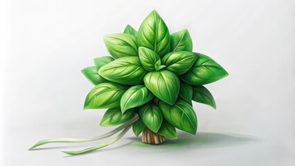 Fototapeta premium A Single Bunch of Fresh Green Basil Leaves