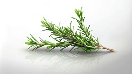 Fototapeta premium Sprig of Rosemary with Reflection on a White Surface