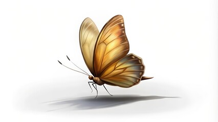 A Detailed Illustration of a Golden Butterfly with its Wings Partially Spread