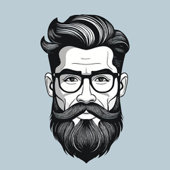 vector illustration of a bearded man