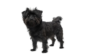 Black Affenpinscher dog standing on white background