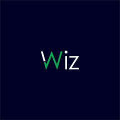Wiz innovative typography finance graph terminal logo design