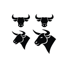 Bull Head Vector Illustrations – Set of Black and White Animal Graphics