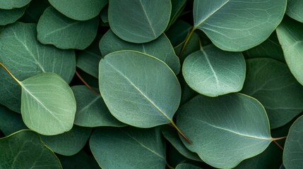 Close-up of Vibrant Green Eucalyptus Leaves