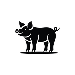 Obraz premium Pig Vector Illustration – Black and White Farm Animal Graphic Design