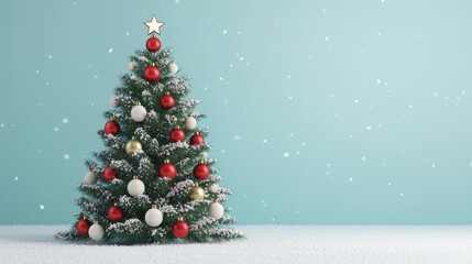 Obraz premium Festive Christmas tree with decorations.