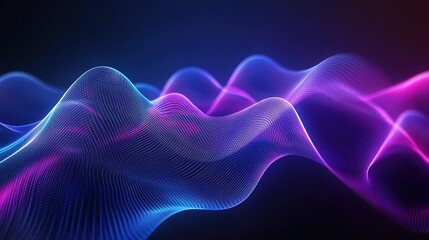 Obraz premium Graphic illustration of abstract sound waves for a background, smooth, blue, purple color theme, clean lines and curves, 3d render