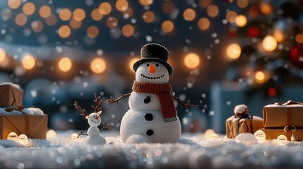 Festive snowman with Christmas decorations.