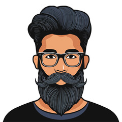 vector illustration of a bearded man