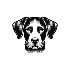 Dog Head Vector Illustration – Black and White Graphic of a Canine Portrait