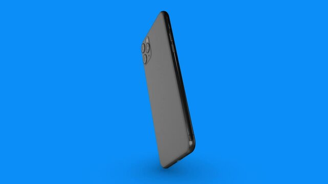 Smartphone blank green screen with indicators flies into the frame from bottom. alpha matte for phone and sreen included, 4k UHD