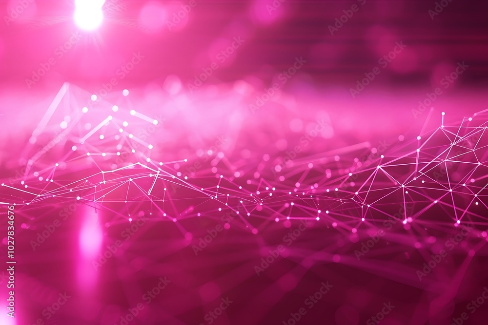 Poster abstract pink background with connecting dots and lines. connection structure. 3d rendering