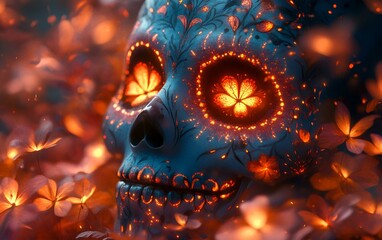 Skull Adorned with Beautiful Flowers.

