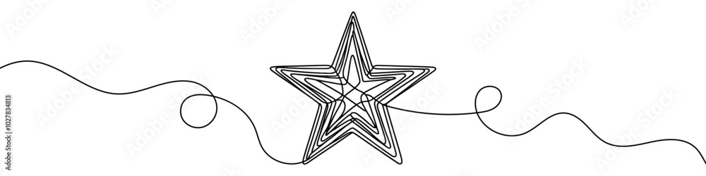 Aufkleber continuous linear drawing of the star. single-line drawing of the star. star in one line style. vect