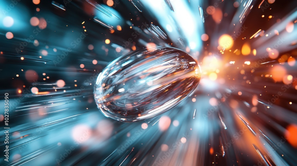 Aufkleber a dynamic image depicting an abstract light burst with a central, reflective sphere, showcasing move