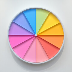 Obraz premium vibrant color wheel featuring soft pastel shades arranged in circular pattern, showcasing harmonious blend of colors. This artistic piece adds cheerful and creative touch to any space