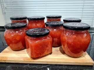 Jam in jars, homemade preparations