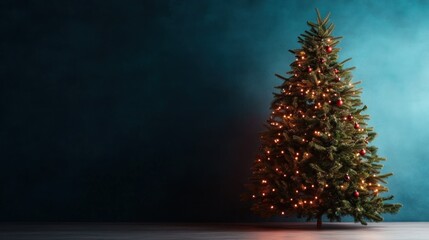 Christmas tree adorned with lights and ornaments, symbolizing the joy and festivity of the holiday season