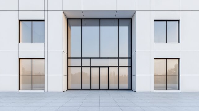 Modern building entrance with glass facade