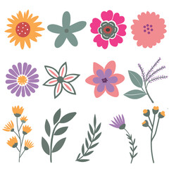 Set of  colorful flowers. Abstract origami flowers icons. style for banners, wallpaper, posters, websites, .Vector illustration design and creative idea,eps 10.