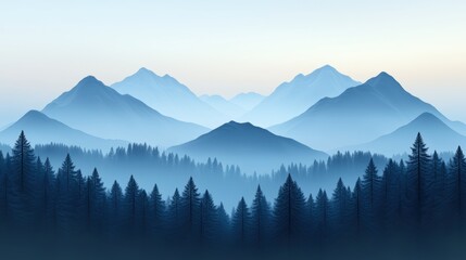 Obraz premium Mountain landscape with trees and mist