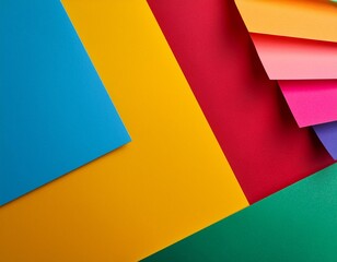 creative layout with colorful vivid papers abstract colors art background minimal concept flat lay